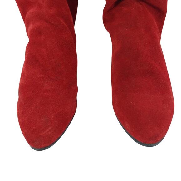 DAZZLING RICH RED GENUINE SUEDE BOHO CHIC FOLD OVER TOP/SCRUNCH BOOTS! SZ 6M - Picture 5 of 11